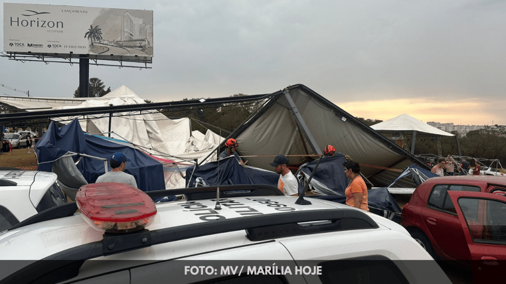 Tragédia: Ventania Provoca Desabamento de Estrutura em Feira Comercial em Marília e quatro vítimas foram encaminhadas para&nbsp;hospitais