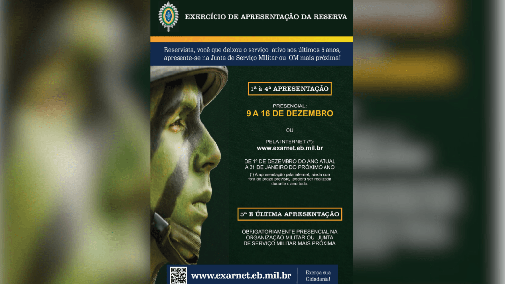 Junta Militar de Marília convoca os reservistas de 5 anos consecutivos para Exercício de Apresentação da Reserva&nbsp;2023