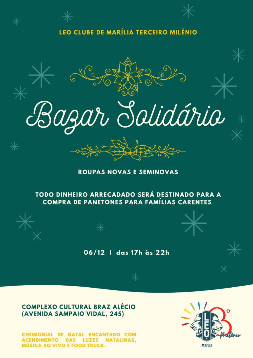 Bazar Solidário do LEO Clube Marília Terceiro Milênio Beneficia Campanhas de&nbsp;Natal