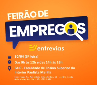 Feirão de Emprego será realizado pela Entrevias em&nbsp;Marília