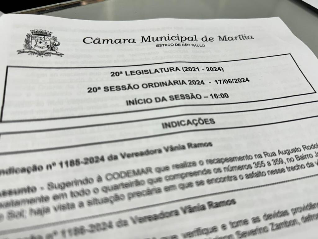 Quatro Projetos serão apreciados e votados pelos vereadores na Sessão Ordinária desta segunda-feira&nbsp;(17)