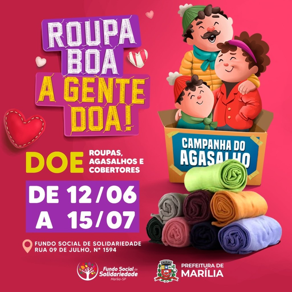 Fundo Social de Solidariedade promove Campanha do Agasalho 2024 “Roupa boa, a gente&nbsp;doa!”