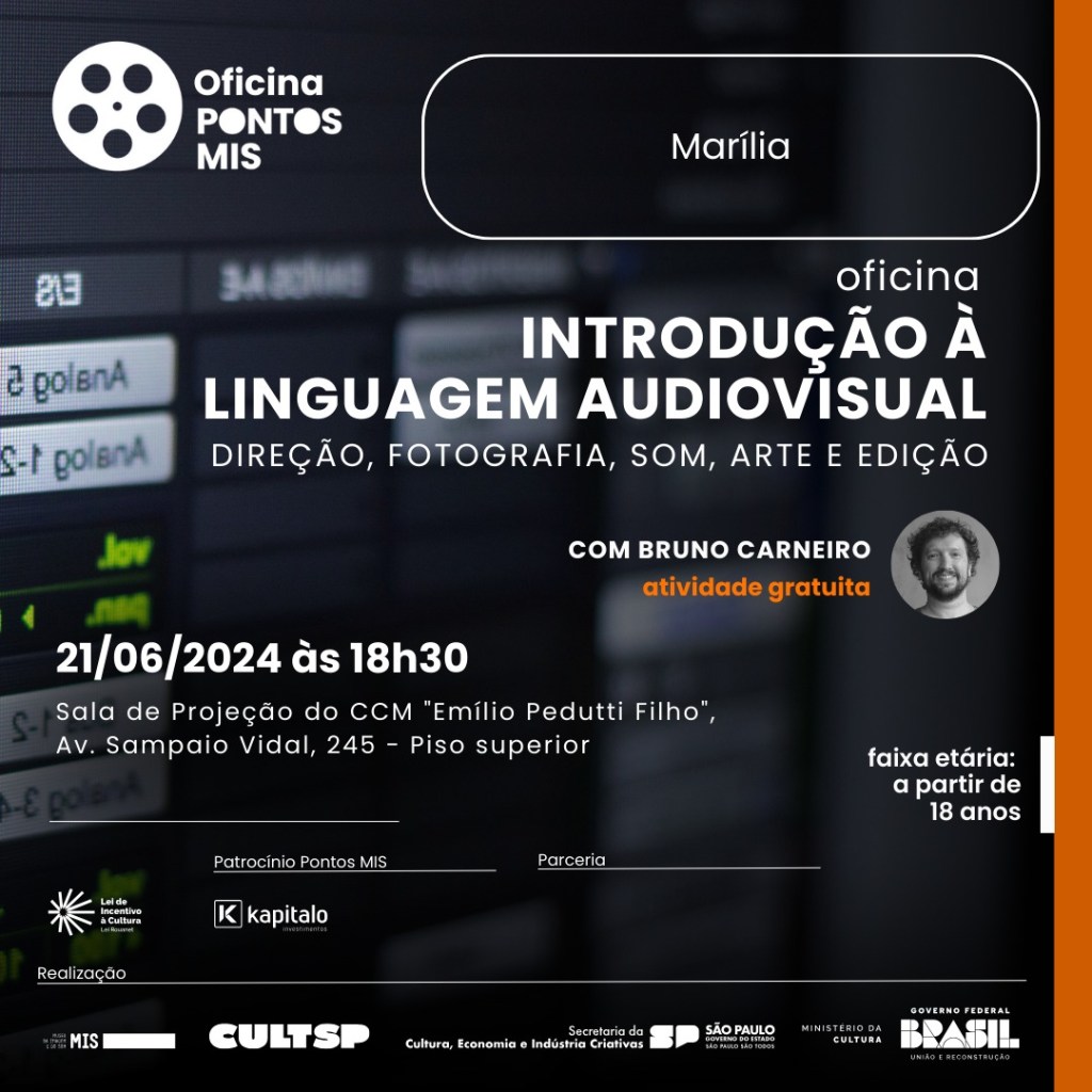 Abertas as inscrições para oficina de ‘Introdução à Linguagem Audiovisual’ em&nbsp;Marília