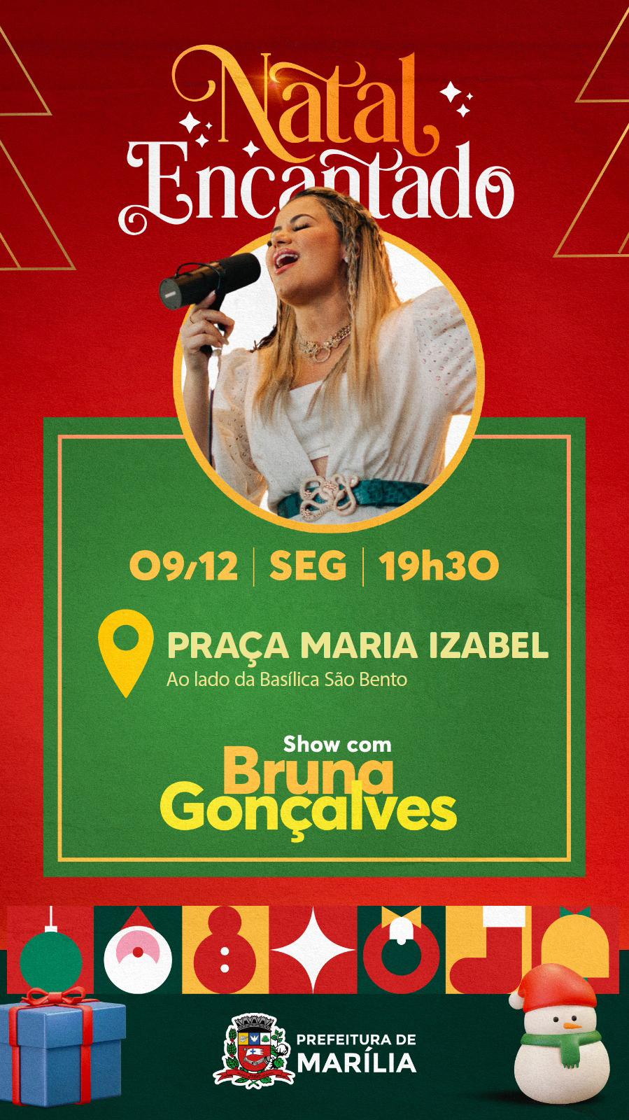 Prefeitura e Associação Comercial promovem Natal Encantado nesta segunda, dia 9, na praça Maria&nbsp;Izabel