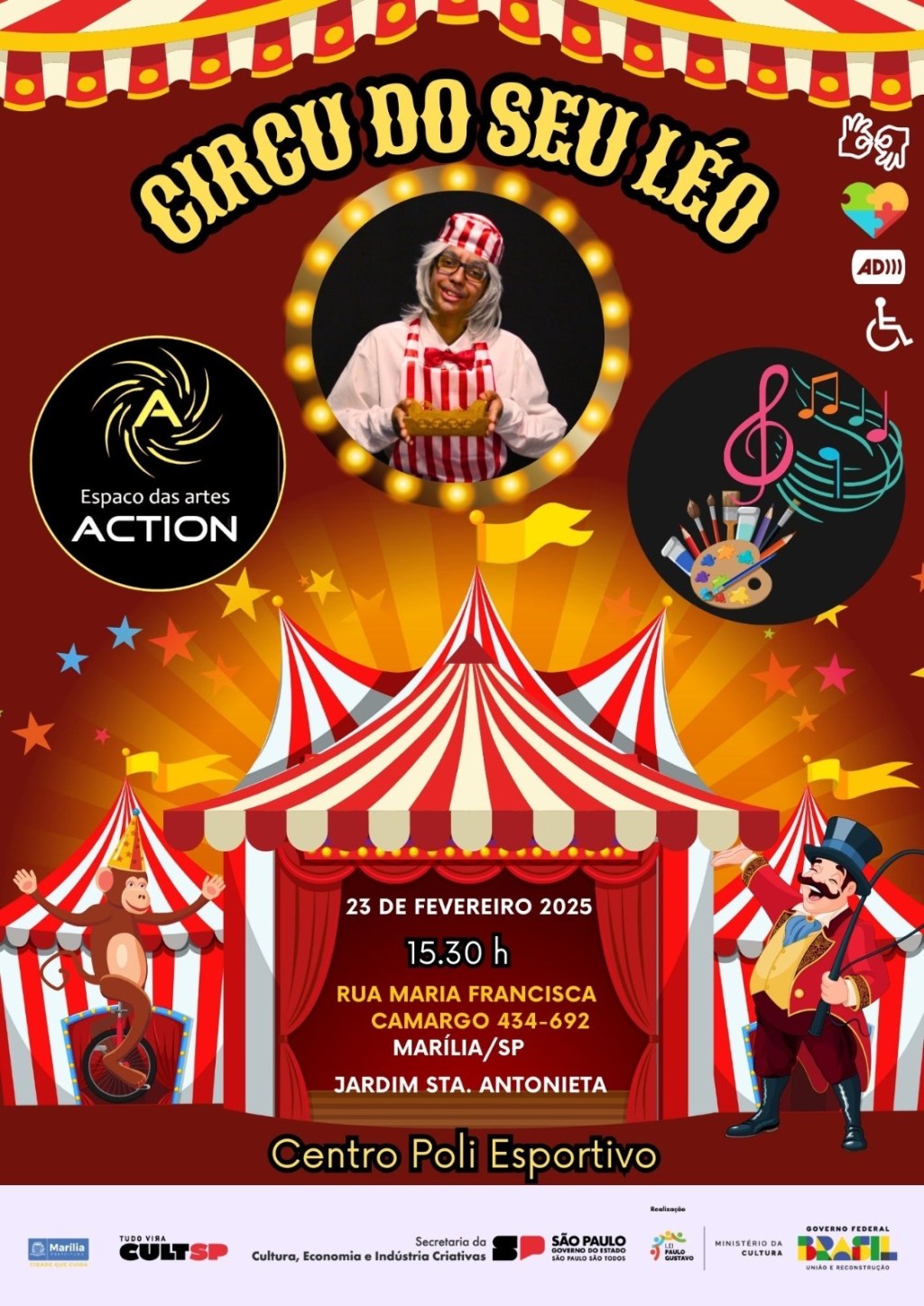 Poliesportivo do Santa Antonieta recebe “Circo do seu Léo” neste&nbsp;domingo