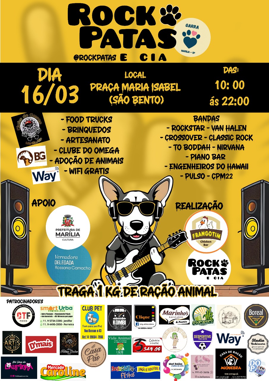  Evento Rock Patas e Cia agita a Praça Maria Izabel neste domingo&nbsp;(16)