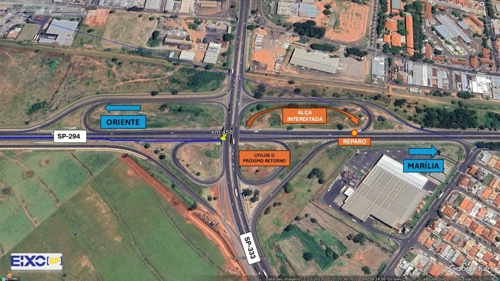 Atenção Motoristas: Alça de acesso à SP 294 será interditada neste sábado, em&nbsp;Marília