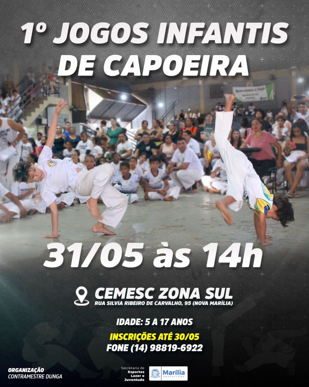 Prefeitura e SELJ Marília abrem as inscrições para o 1º Jogos Infantis de&nbsp;Capoeira
