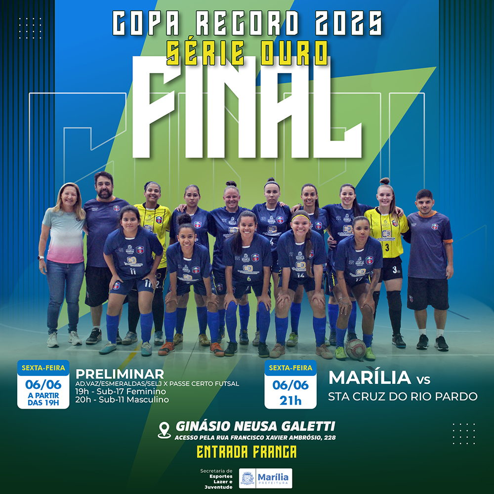 Futsal Feminino da SELJ Marília decide o título da Copa Record 2025 em&nbsp;casa
