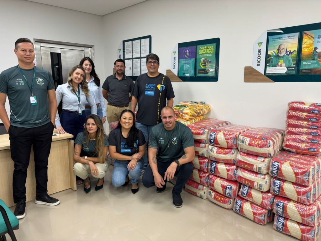 Solidariedade: Fundo Social de Marília recebe doação de uma tonelada de alimentos do banco Sicoob Nosso