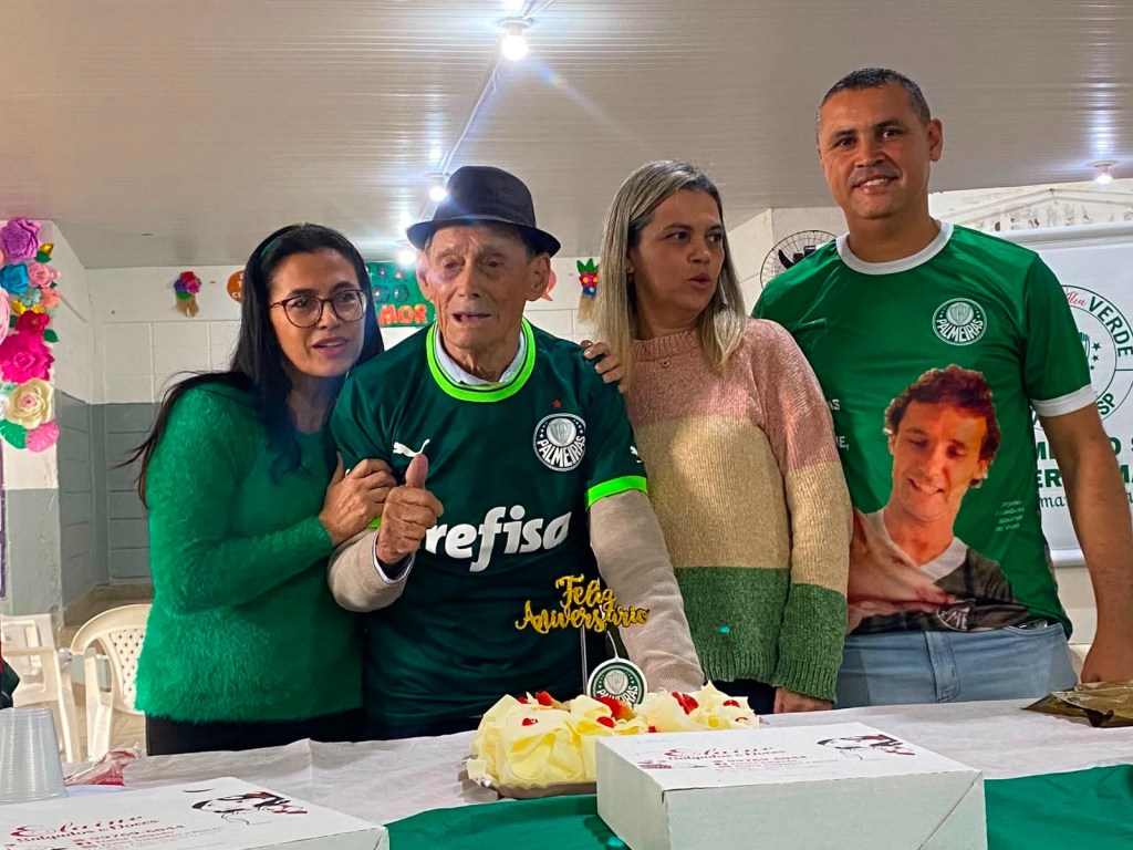 Com festa e homenagem da Mancha Verde, Seu Luiz Gonzaga celebra 99 anos no CDI Anos&nbsp;Dourados